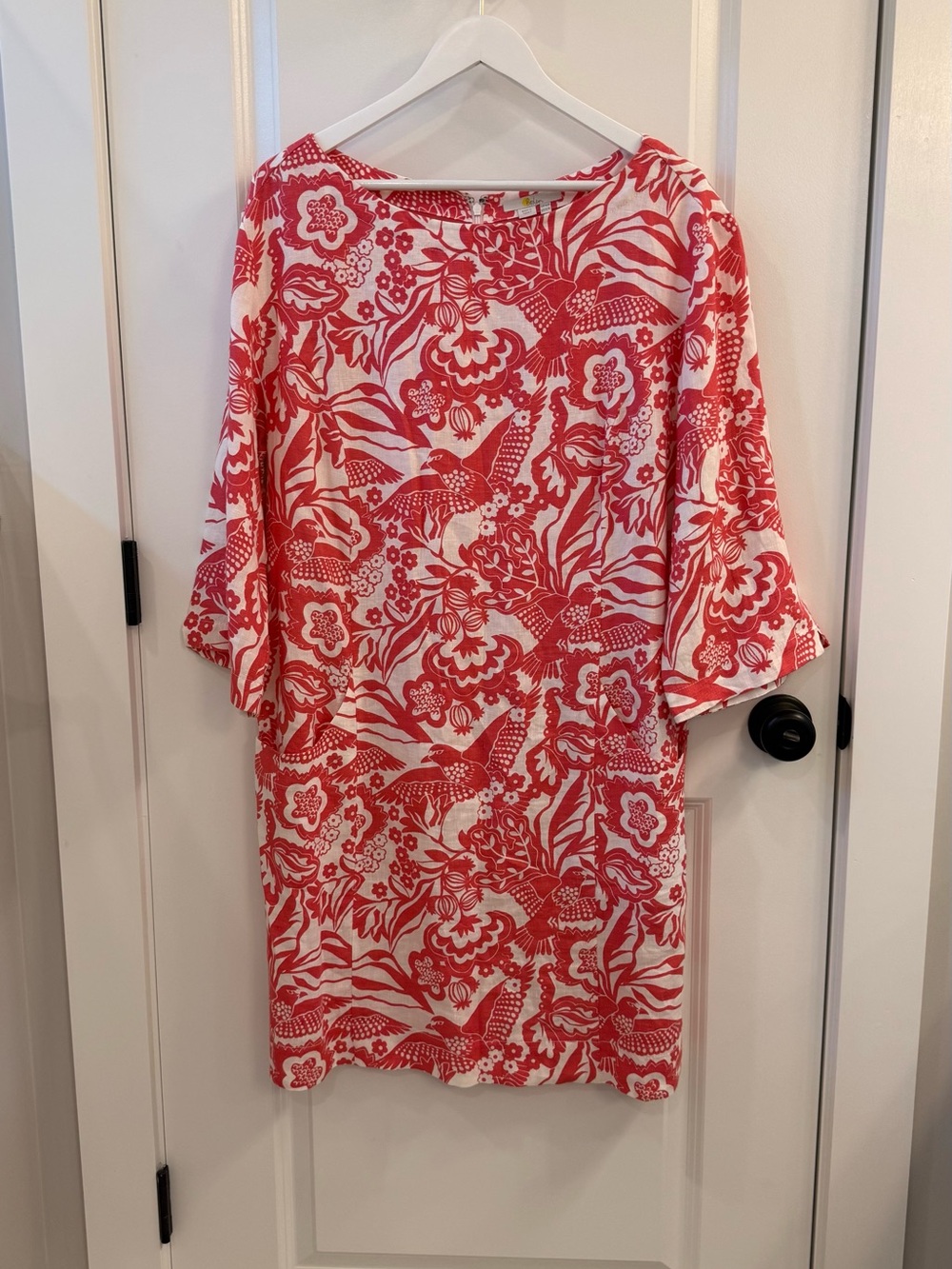 Boden Coral and White Floral Mini Dress